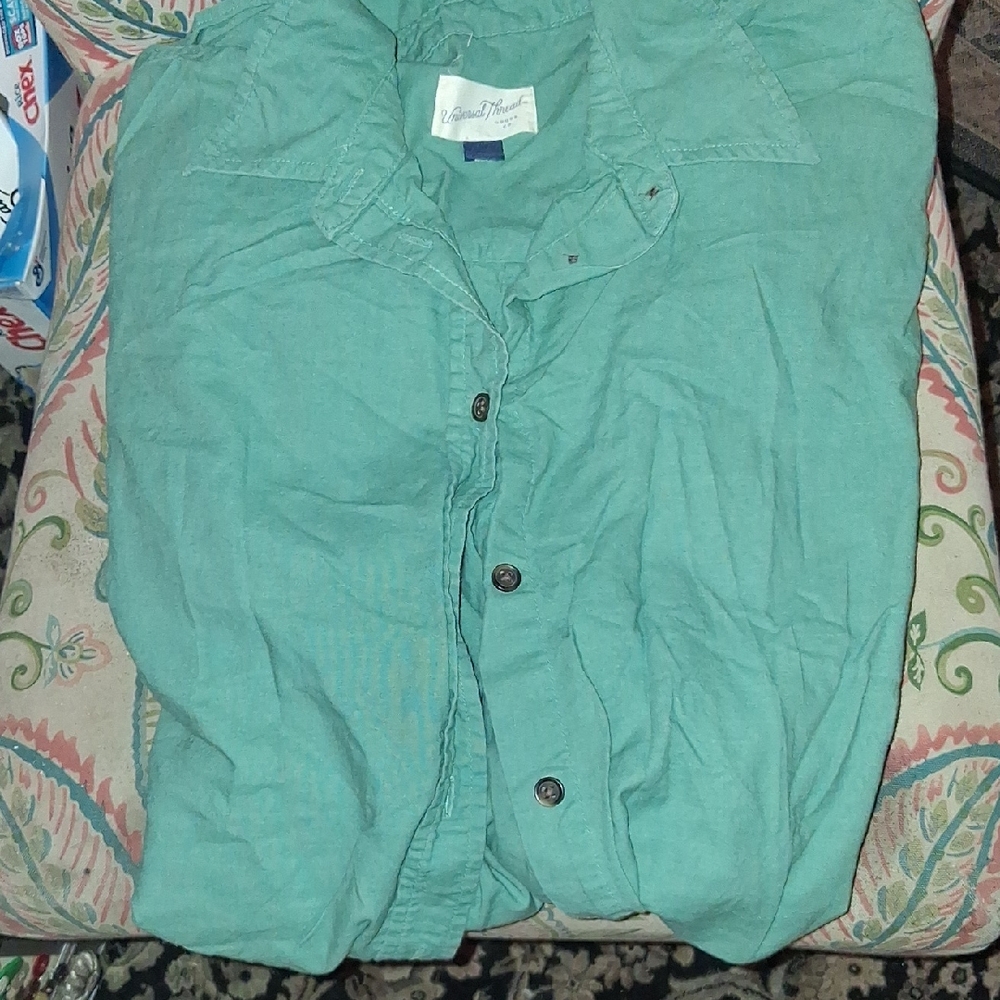 Universal Thread Men's Teal-Green Casual Button-Down Shirt
